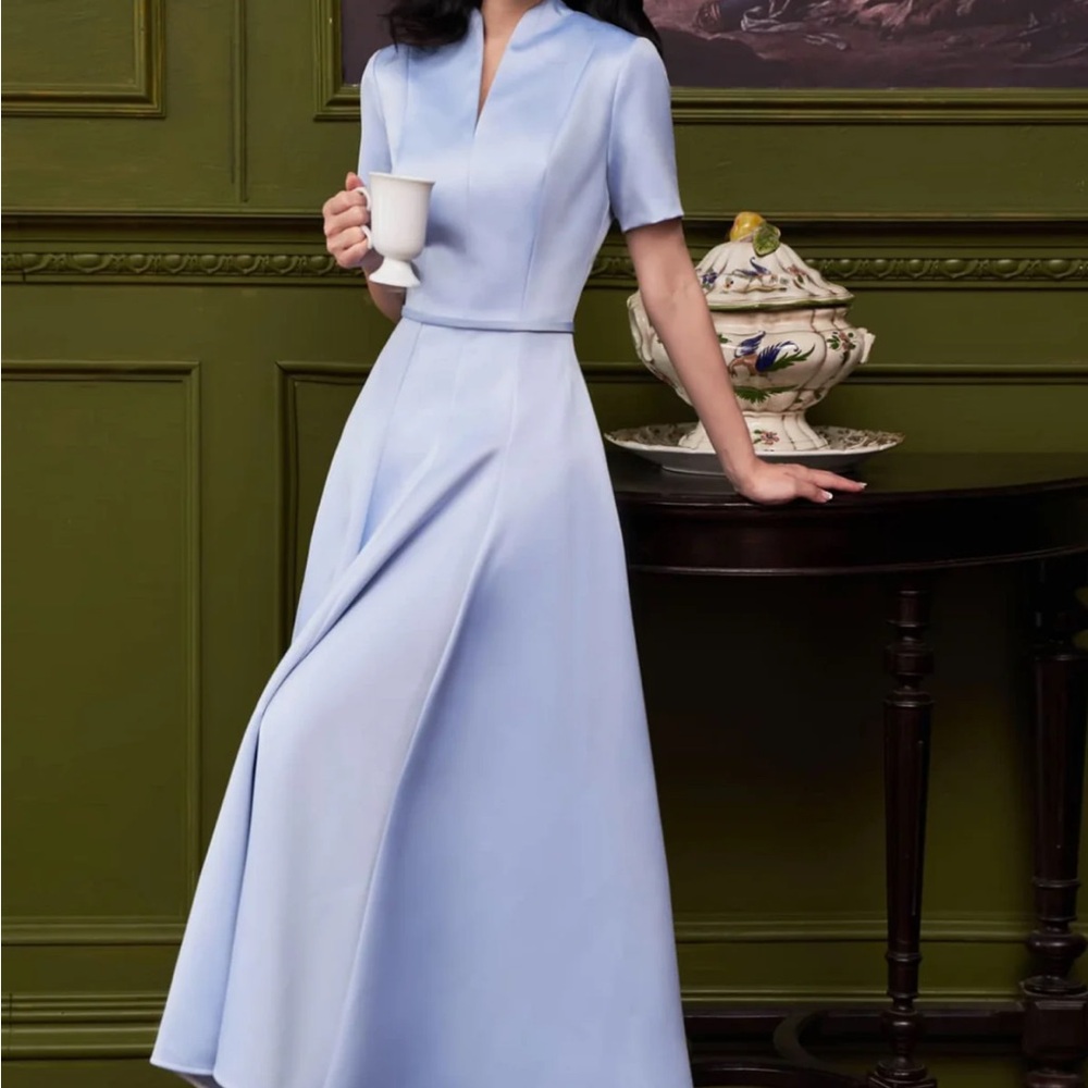 Elegant Light Blue Maxi Dress